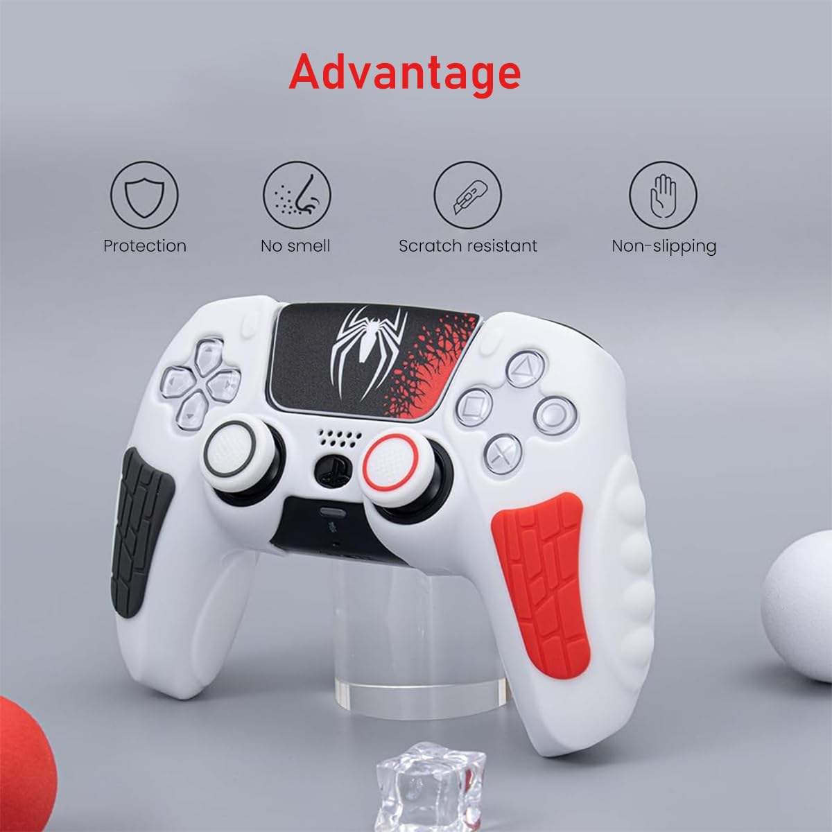 ZORBES PS5 Controller Cover for DualSense with 1mm Silicone Skin and Grip Caps | Spider Man Theme