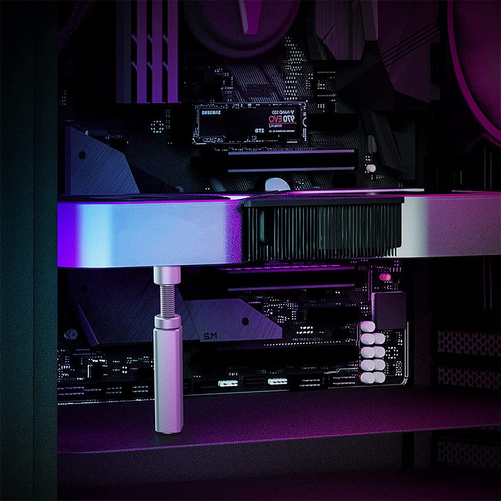 HASTHIP Graphics Card Bracket for Desktop PC with Screw Adjustment and Hidden Magnet Base | All Aluminum GPU Support Stand