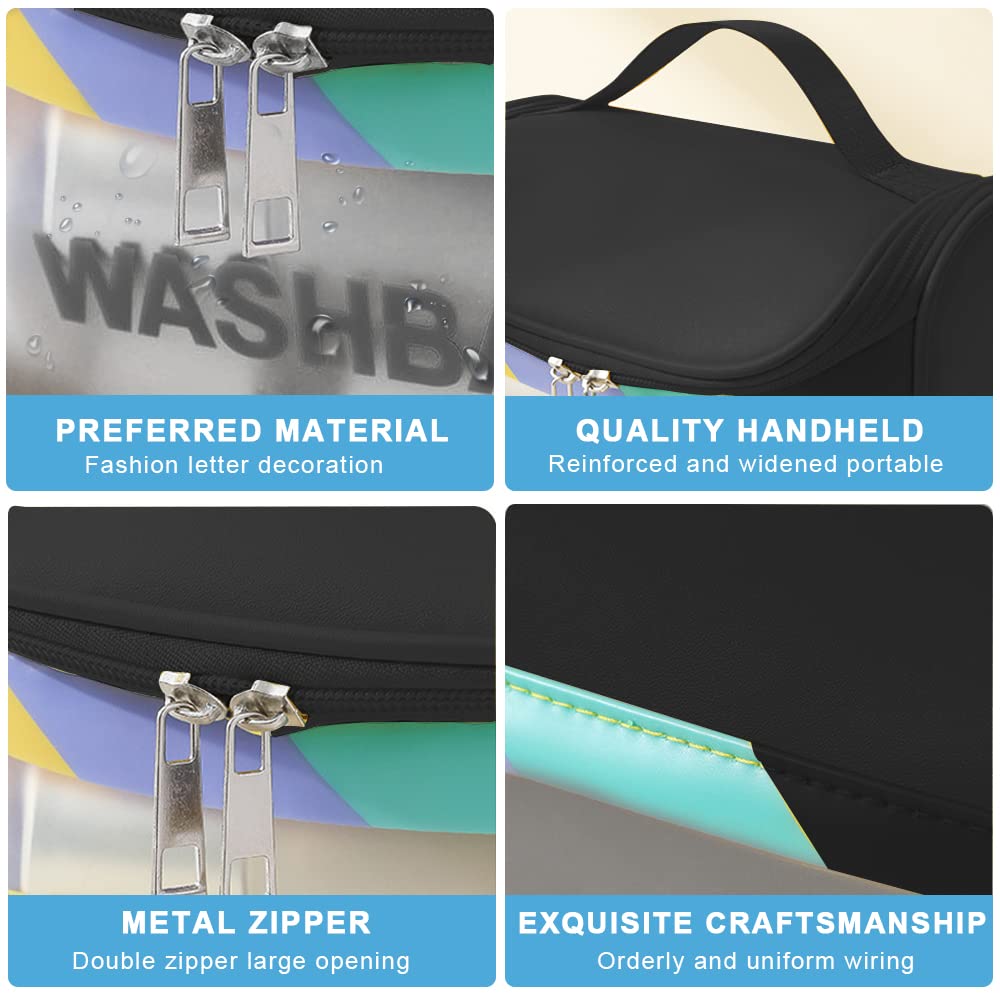 MAYCREATE Travel Cosmetic Bag for Home and Trip Use with Dual Zipper 22.5×16.5×15.2cm Waterproof PVC | Black Toiletry Organizer for Women