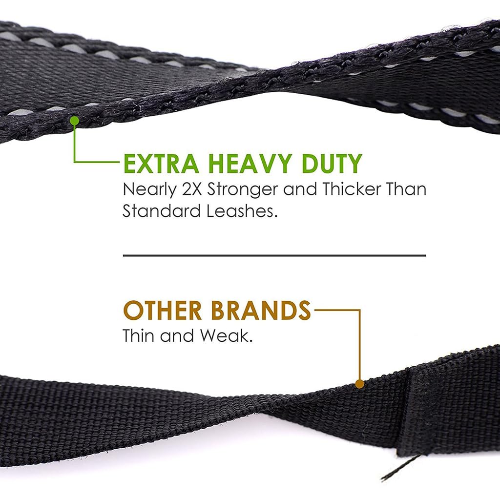ZIBUYU Light Reflecting Dog Leash for Training and Walking with Dual Padded Handles 6 ft Black