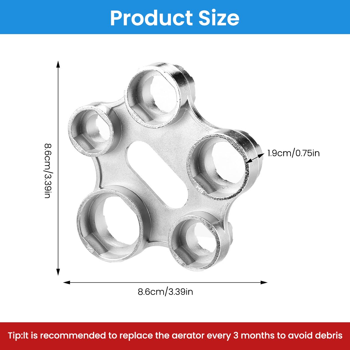 Serplex Faucet Aerator Removal Tool for Plumbing Work with Metal Multi Wrench 2PCS