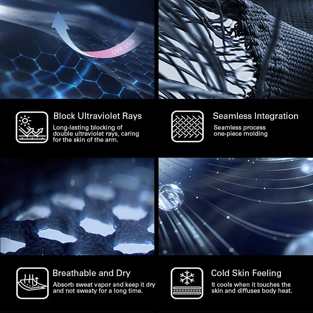 GUSTAVE Arm Sleeves for Men UPF 50+ Sun Protection with Ice Silk Cooling & Quick Dry Fit