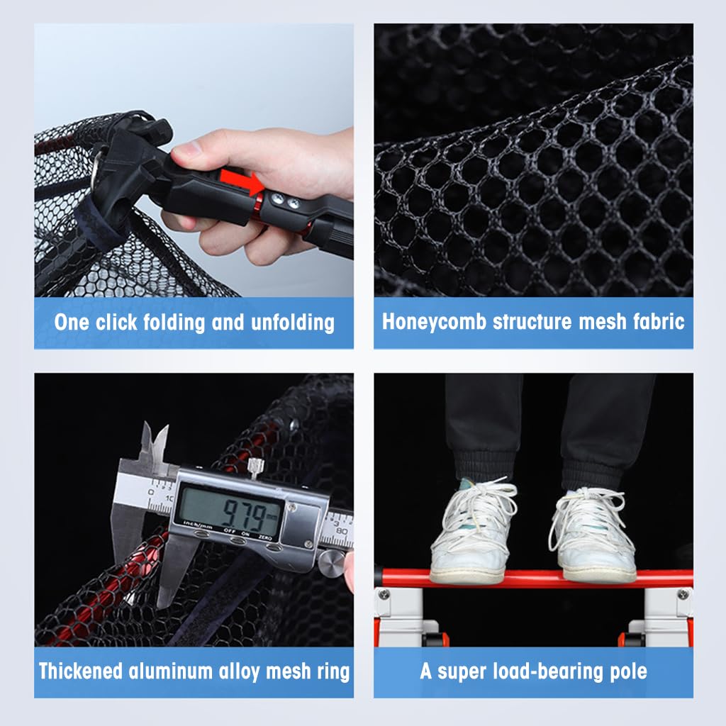 Proberos Retractable Fishing Net for Lakes and Rivers with 6.8 ft Telescopic Handle | Folding Aluminum Alloy Frame