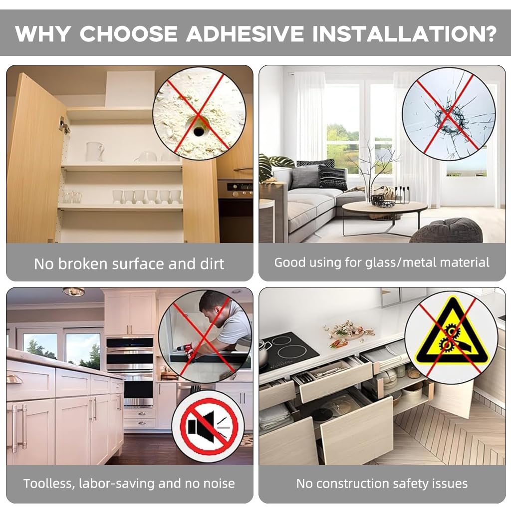 Serplex Magnetic Door Catches 2PCS for Cabinets with 10lbs Force and Adhesive Mount | Stainless Steel No Drill Latch