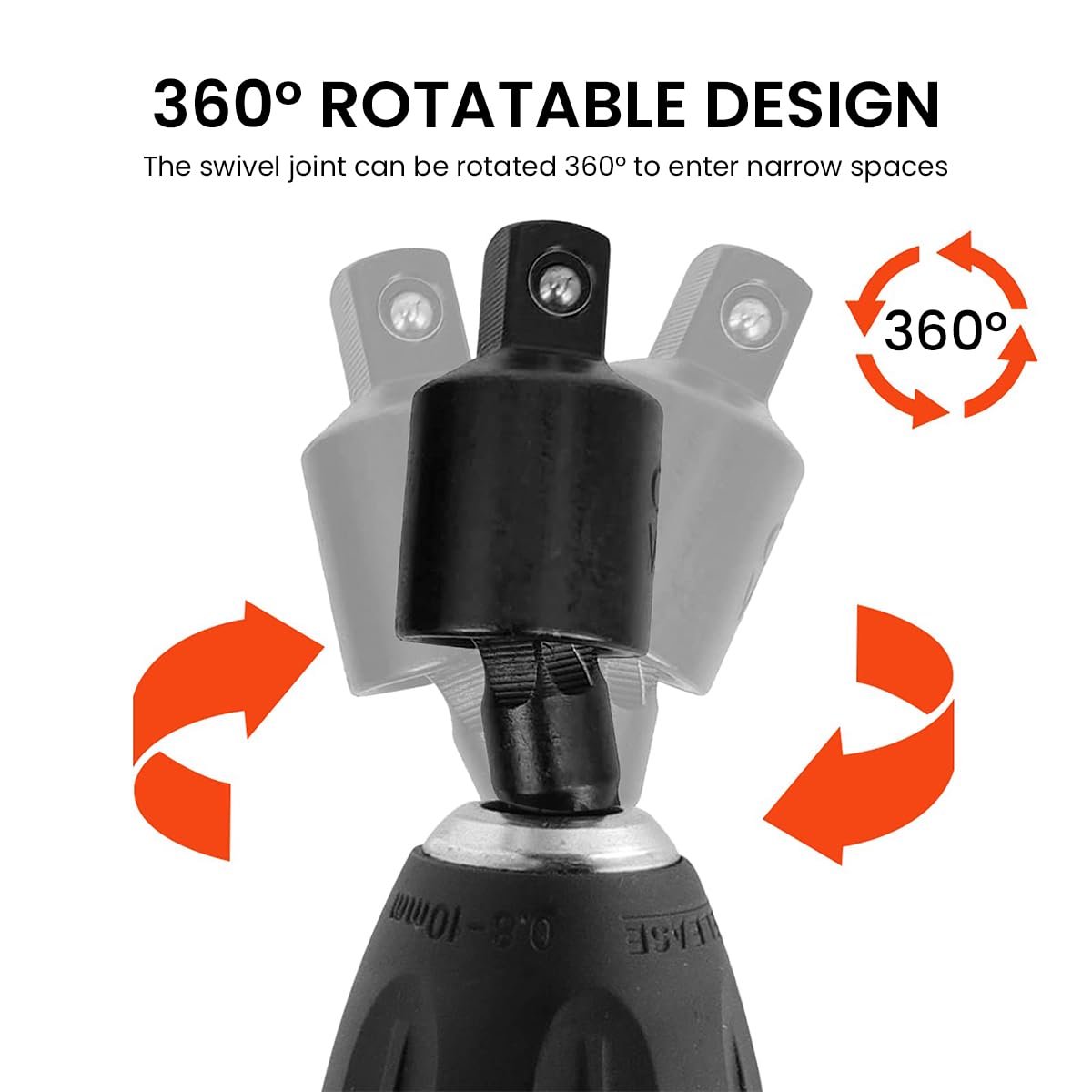 Serplex® 4Pcs Angled Drill Adaptor, Impact Drill Bit Extension, 360° Rotatable 1/4 3/8 1/2