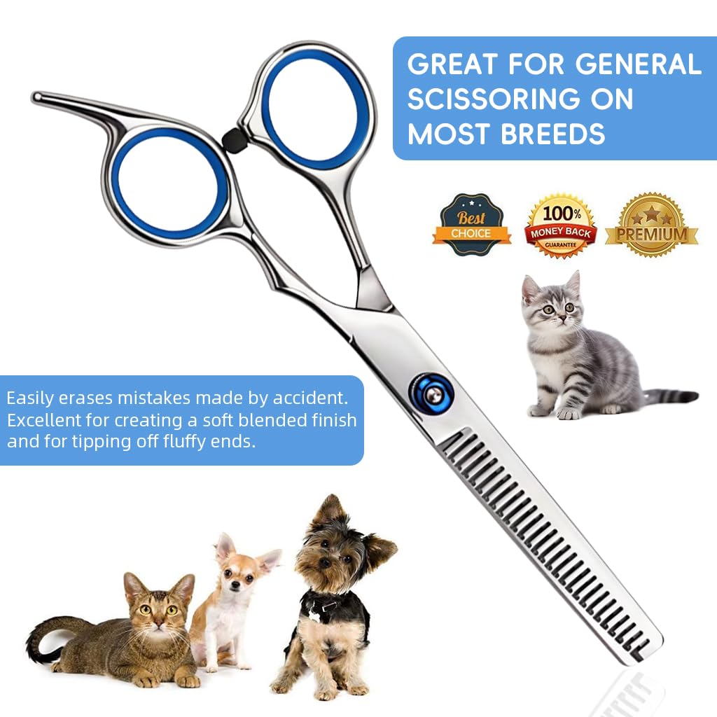 Qpets Thinning Scissors for Salon and Home Use with Ergonomic Handle & Stainless Steel Blade