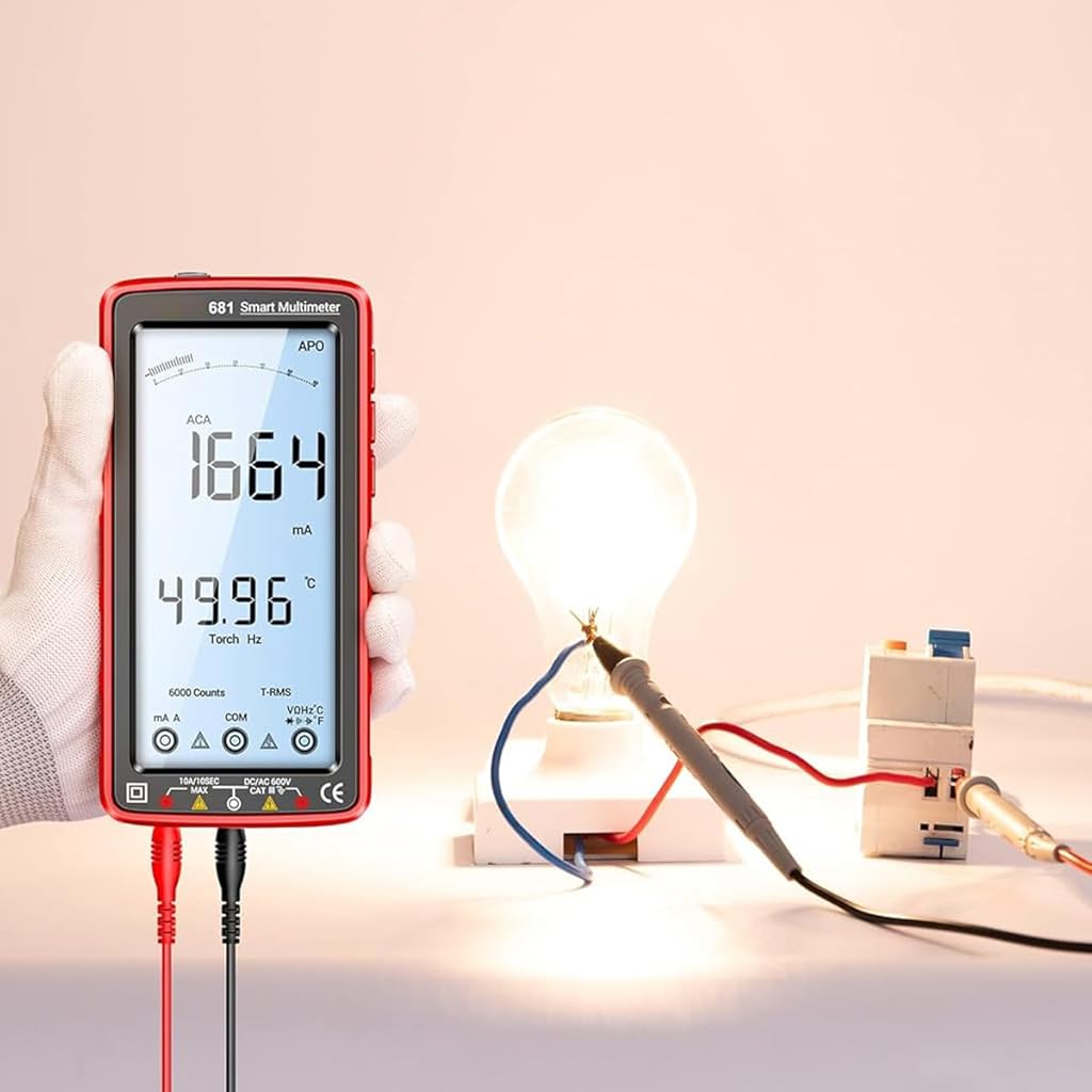 Serplex Digital Multimeter Tester Auto-Ranging TRMS 6000 Counts Voltmeter Smart USB Rechargeable Meter Measures AC/DC Current/NCV/Voltage/Ohm/Amp/Resistance/Diodes/Countinuity/Capacitance/Temperature