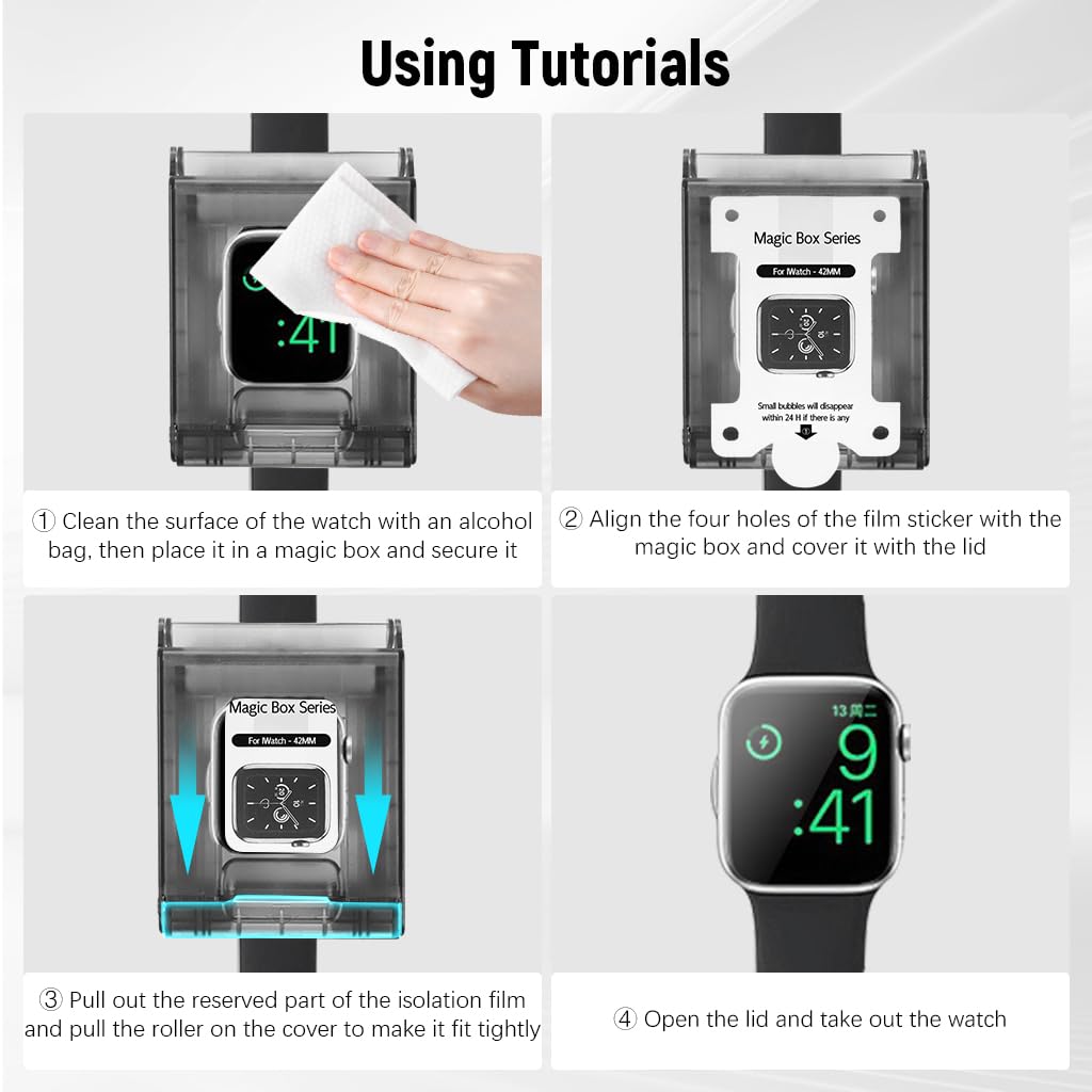 ZEITEL Screen Protector for Apple Watch S10 42mm with Auto Alignment Tool Kit | 2 Sheet HD Soft Silicone Film