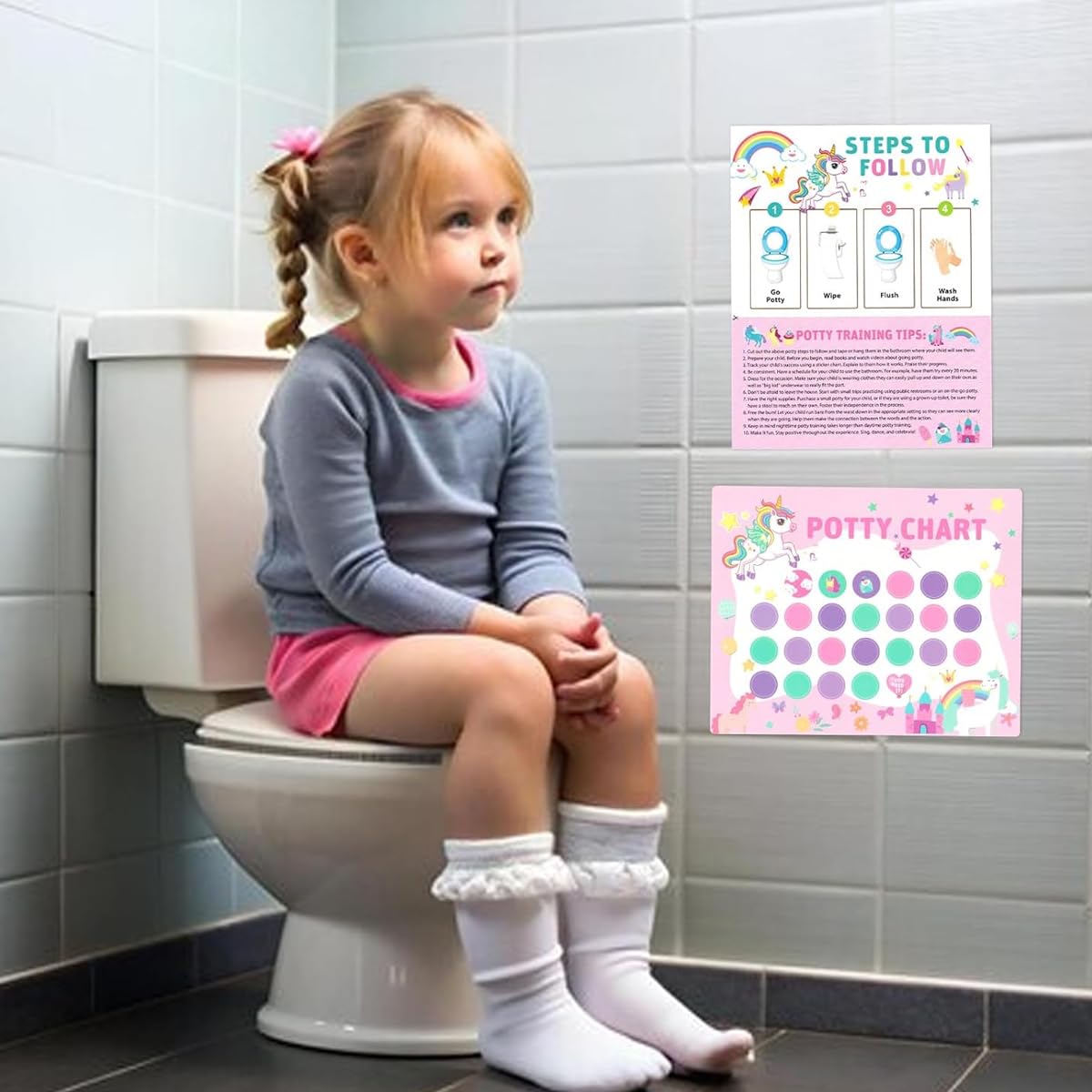 PATPAT Reward Chart for Kids Potty Training with 15Pcs Stickers featuring Unicorn Design | Encourages Toddler Independence