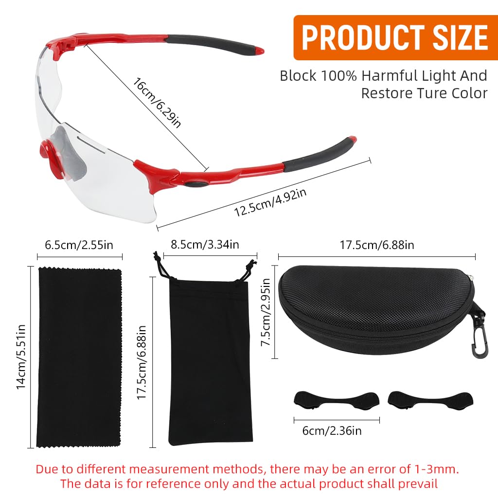 PROBEROS Photochromic Sports Sunglasses for Cycling and Running with UV400 Protection | Adaptive Unisex Outdoor Eyewear