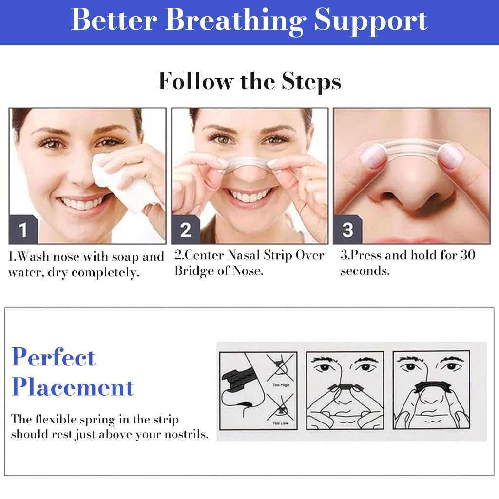 ZIBUYU Nose Strips for Breathing Relief with Hypoallergenic Adhesive 50 Count 55x17mm | Opens Nasal Passages for Easier Airflow