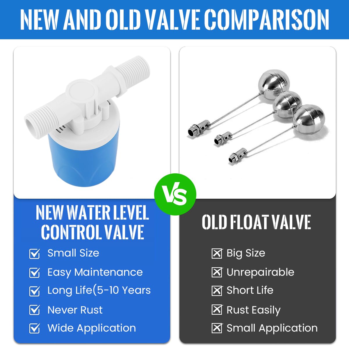 HASTHIP Automatic Water Level Control Float Valve for Tanks and Aquariums 1/2 inch | 2 pcs