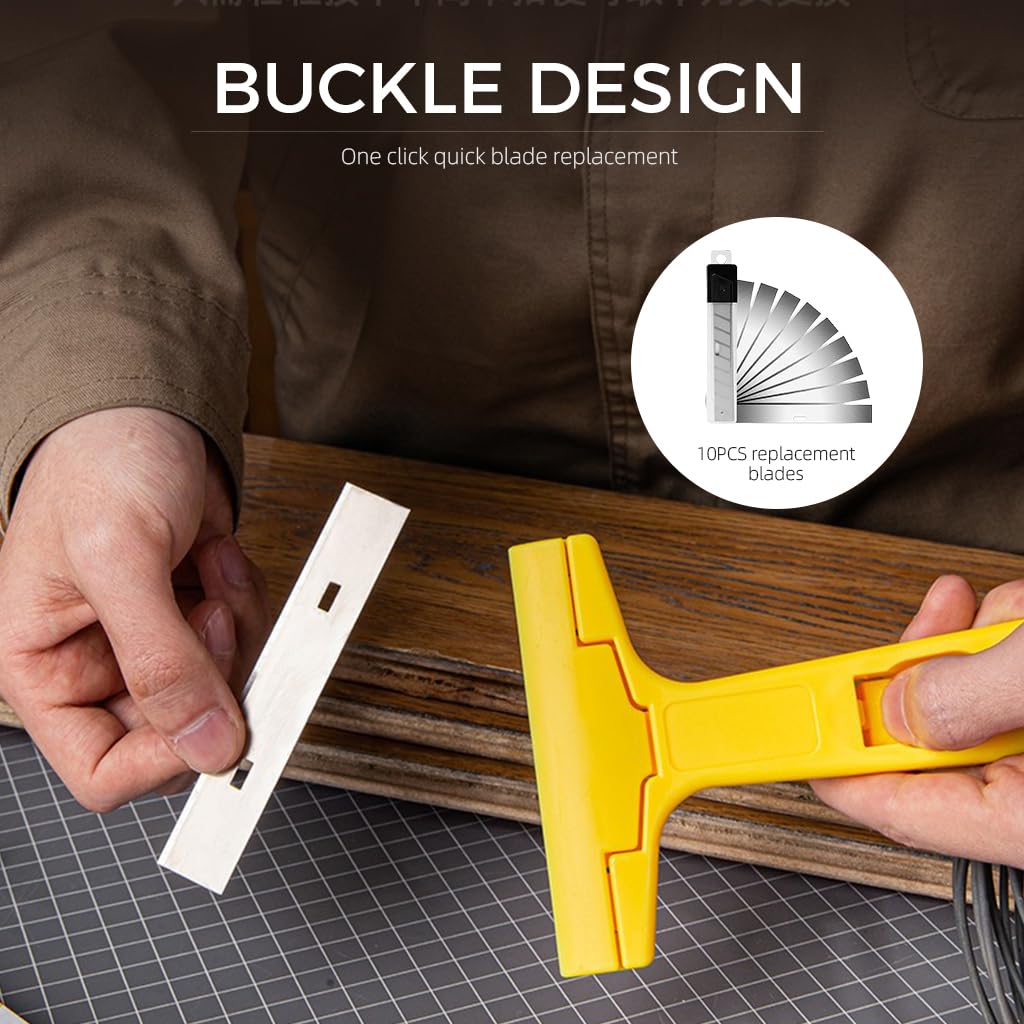 ZIBUYU Wall Scraper for Removing Glue and Paint with 10 Extra Blades | Anti Slip Handle Design