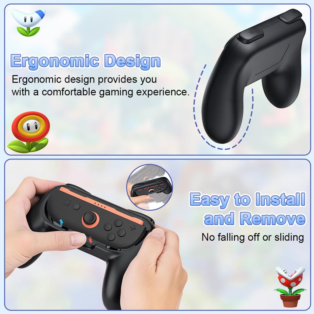 ZORBES Joy-Con Grips for Nintendo Switch 2 with Ergonomic Anti-Slip Handles | 2 Pack Black