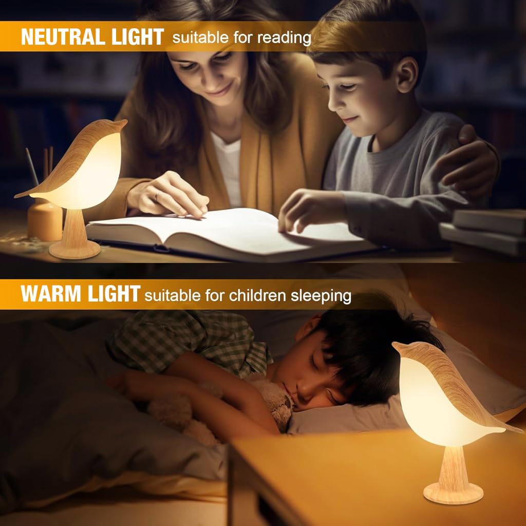Verilux Desk Lamp for Home Decor with 1800mAh USB Rechargeable Battery | 3 Color LED Bird Aromatherapy Light