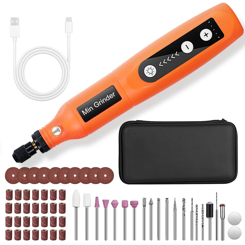 Verilux Mini Cordless Rotary Tool Kit, Mini Drill Machine with 5 Speeds and USB Charging with 58 Accessories, 3.7V Power Rotary Tool for Sanding, Polishing, Drilling, Etching, Engraving, Carving, DIY Crafts