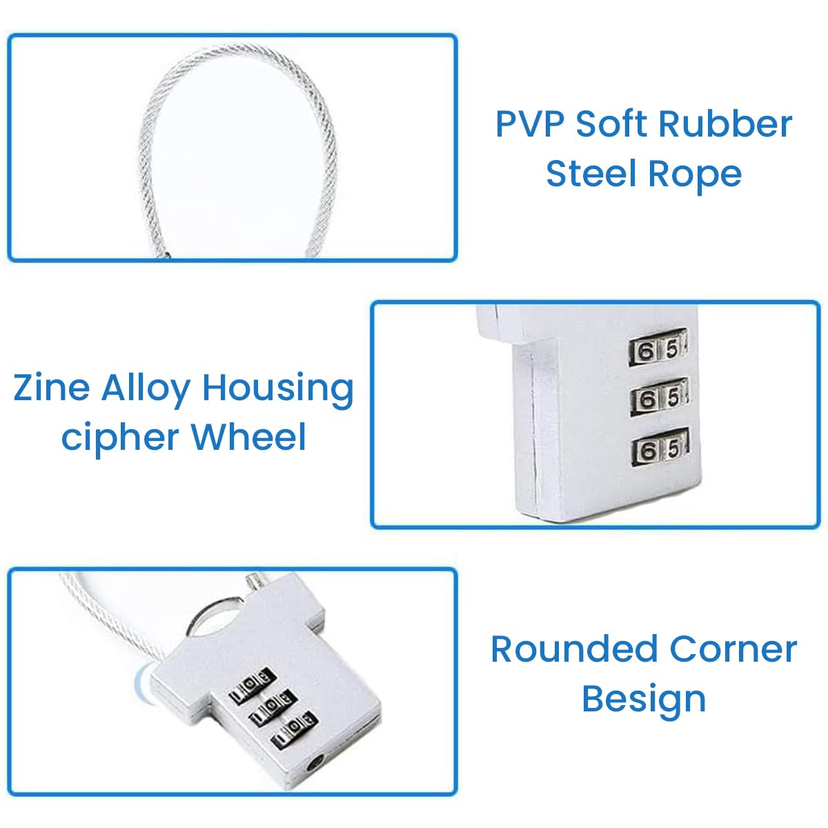 STHIRA Cabinet Locks for Drawers and Suitcases with 3 Digit Combination | Aluminum Alloy Steel Wire Padlock 2Pcs