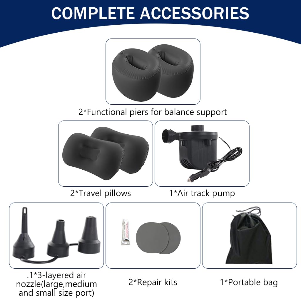 Proberos Air Mattress for Car Travel with Back and Arm Supports 128x77cm | Flocking PVC