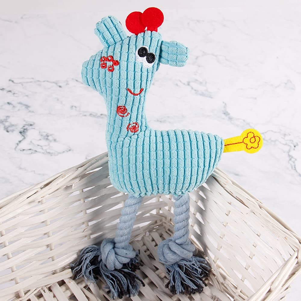 Qpets Pug Dog Soft Toy for Teething Puppies with Rope Legs and Corn Texture | Plush Squeaky Chew Toy