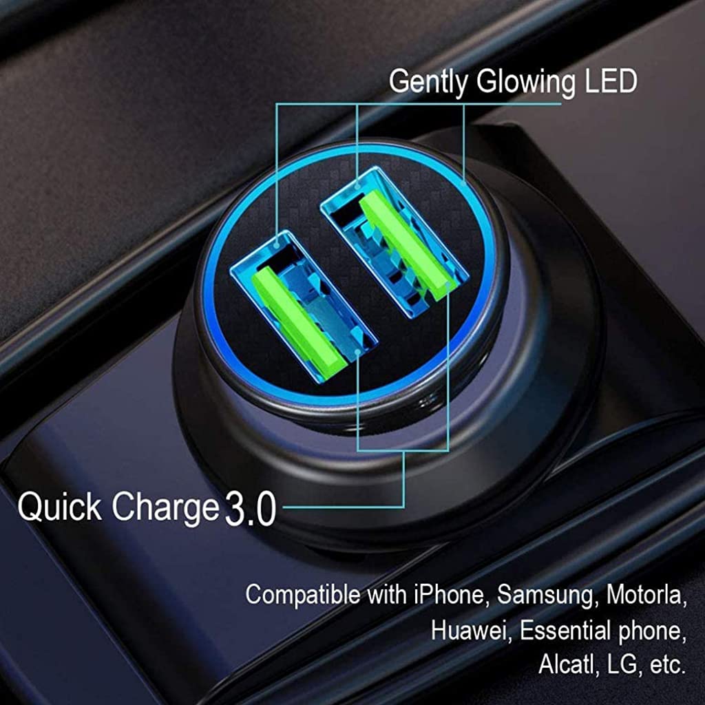 ELEPHANTBOAT Mini Car Charger with Dual USB 30W Ports for Fast Charging | Metal Casing