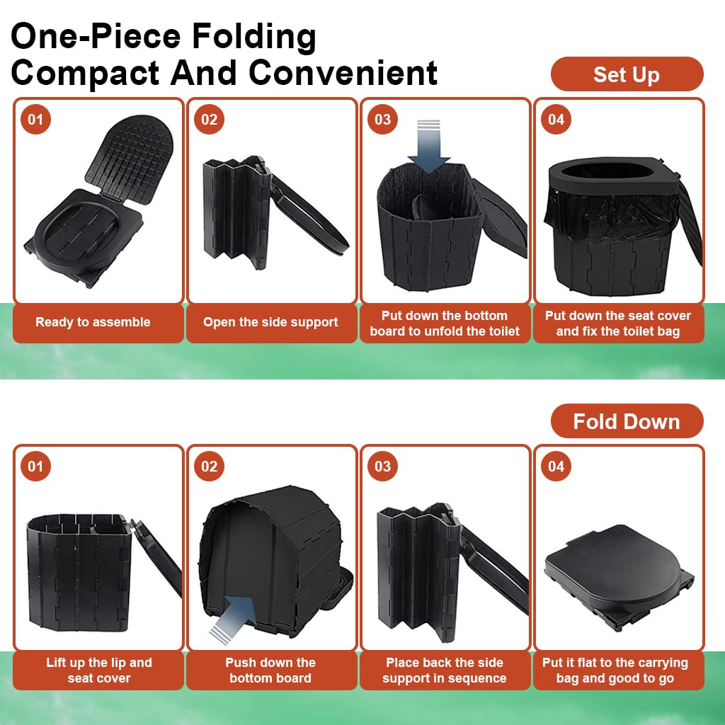 Proberos Portable Toilet Bucket for Camping and Travel with 30cm Depth Seat | Collapsible PVC Design