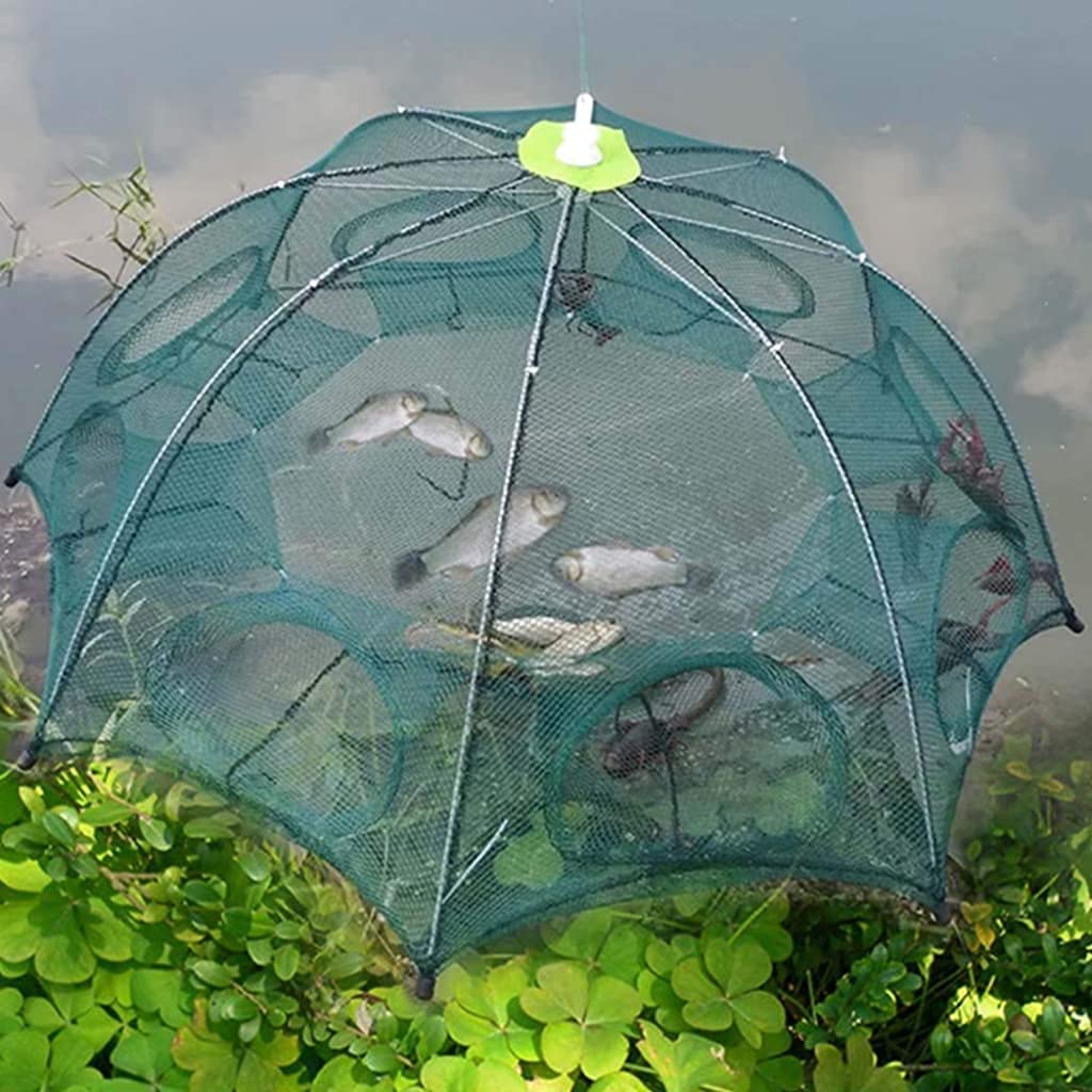 Proberos  Cast Mesh Automatic Light Upgraded 6 Side, Portable Folded Fishing Net for Shrimp, Minnow, Crayfish, Crab