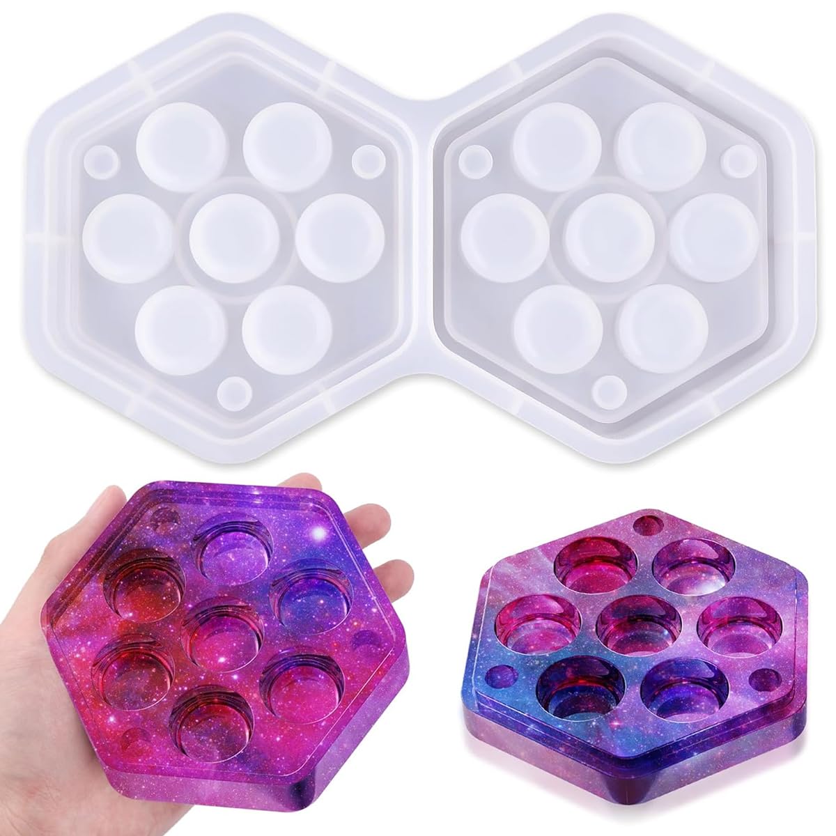 HASTHIP Resin Molds Silicone for Dice Box with 7 Compartments Lid for DIY Dice Storage | Ideal for Resin Casting and DND Game Lovers