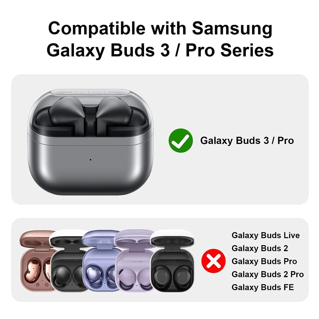 ZORBES Earbud Charging Case Cover for Galaxy Buds 3 Pro featuring Safety Lock and PC Shell | Wireless Charging and Carabiner