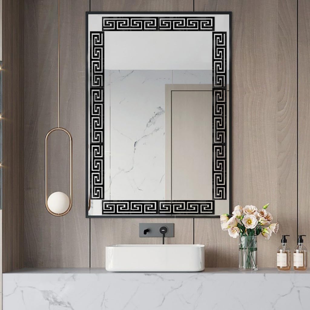 HASTHIP Geometric Shape Acrylic Wall Stickers for DIY Home Decor with 12 Pcs Black Design