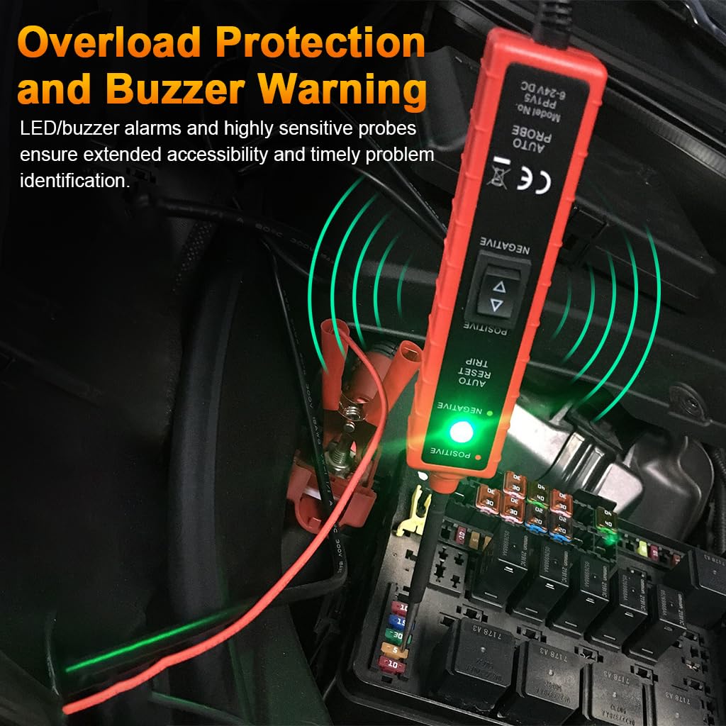 Serplex Power Circuit Tester for 6–24V DC Systems with 13ft Cable & LED Buzzer Alerts