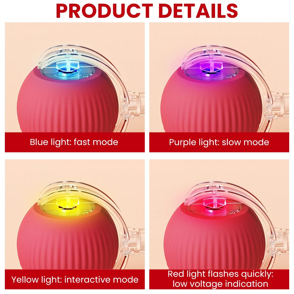 ZIBUYU Electric Cat Ball Toy for Interactive Play with 2 Speed Modes & USB Rechargeable Fun