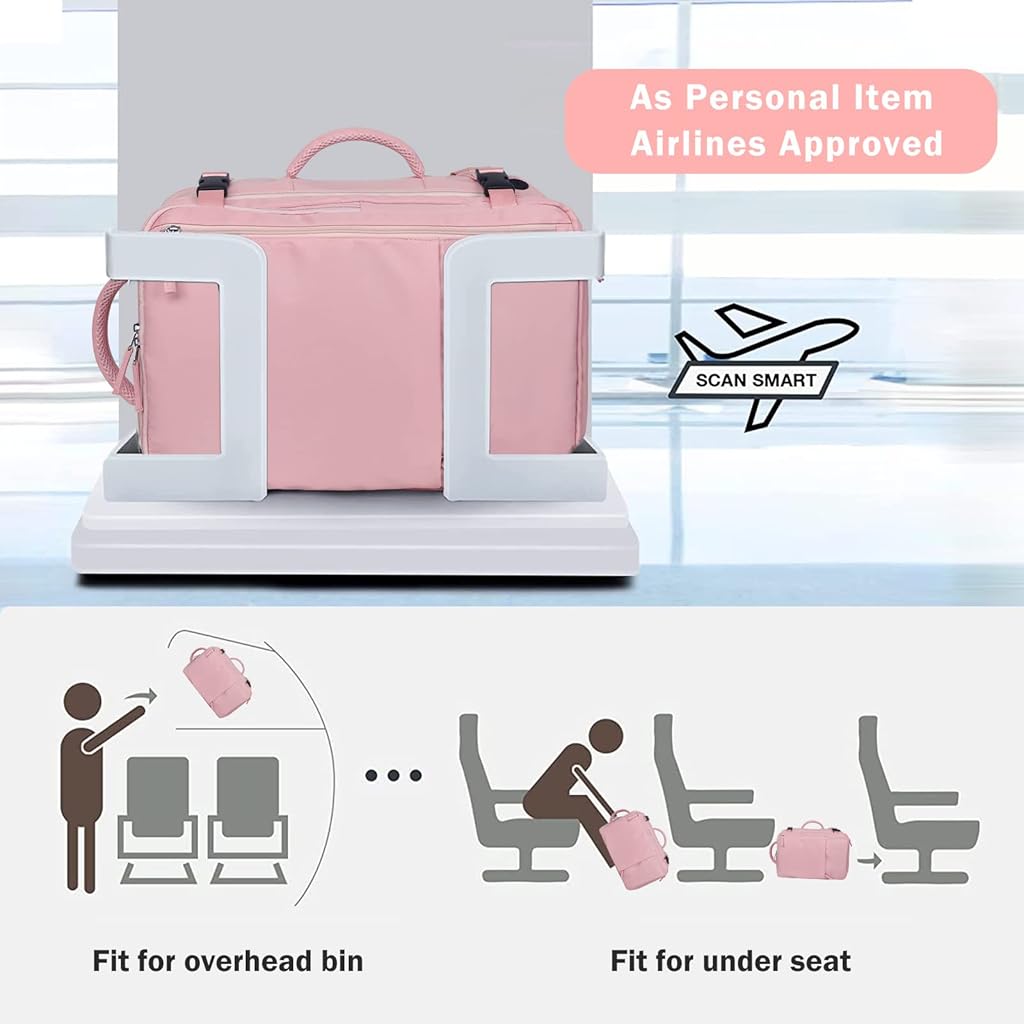 PALAY Laptop Backpack 20L-35L Flight-approved Luggage Shoulder Backpack Dual Handle Design Anti-scratch Travel Backpack Stylish Backpack Women Business Backpack, Pink