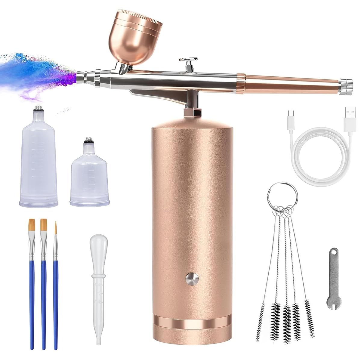 HANNEA® Airbrush-Kit Rechargeable Cordless Airbrush Compressor Auto Handheld Airbrush Gun, Portable Wireless Air Brush with Cleaning Brush Set for Painting, Nail Art, Cake Decor, Makeup