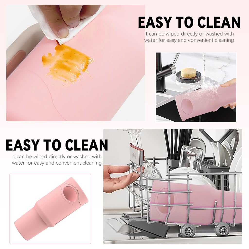 HASTHIP Silicone Sleeve for 40 oz Stanley Cup with Anti Slip Grip and Pink Protective Cover