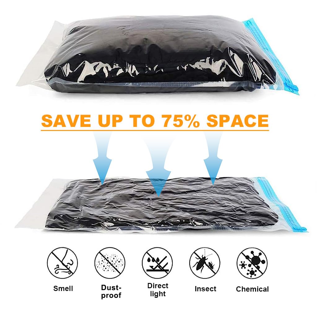 Supvox Vacuum Bags for Clothes with 6 PCS 2L 2M 2S Sizes for Travel and Space Saving Storage
