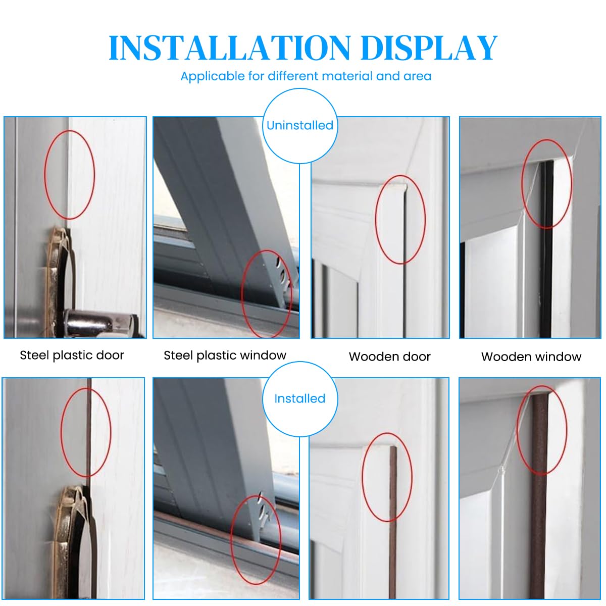 HASTHIP Weather Stripping Seal Strip for Doors and Windows 16.4ft with Snap In Design | Black Cotton
