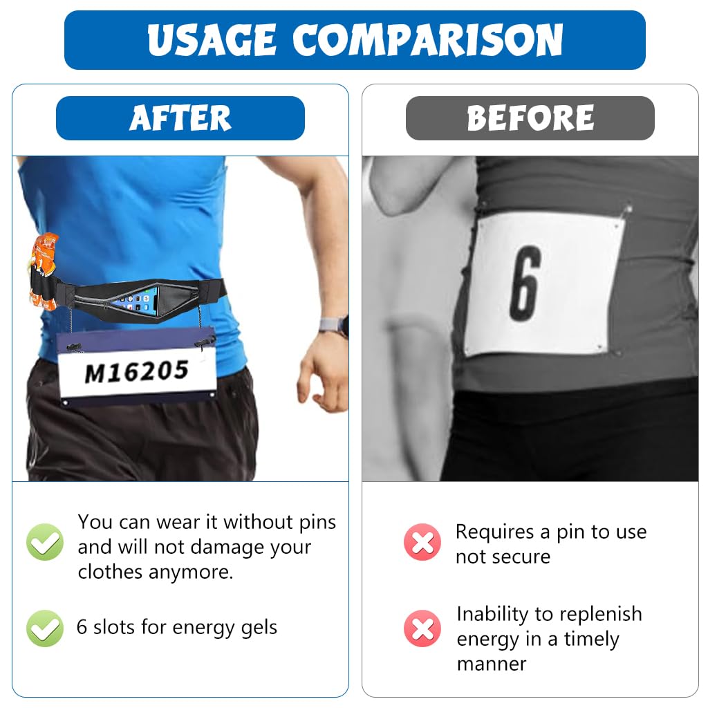 Proberos Running Belt for Marathon and Fitness with Reflective Strips and 9 in Zipper Pouch | Ultralight 70 g Sweatproof Waist Bag