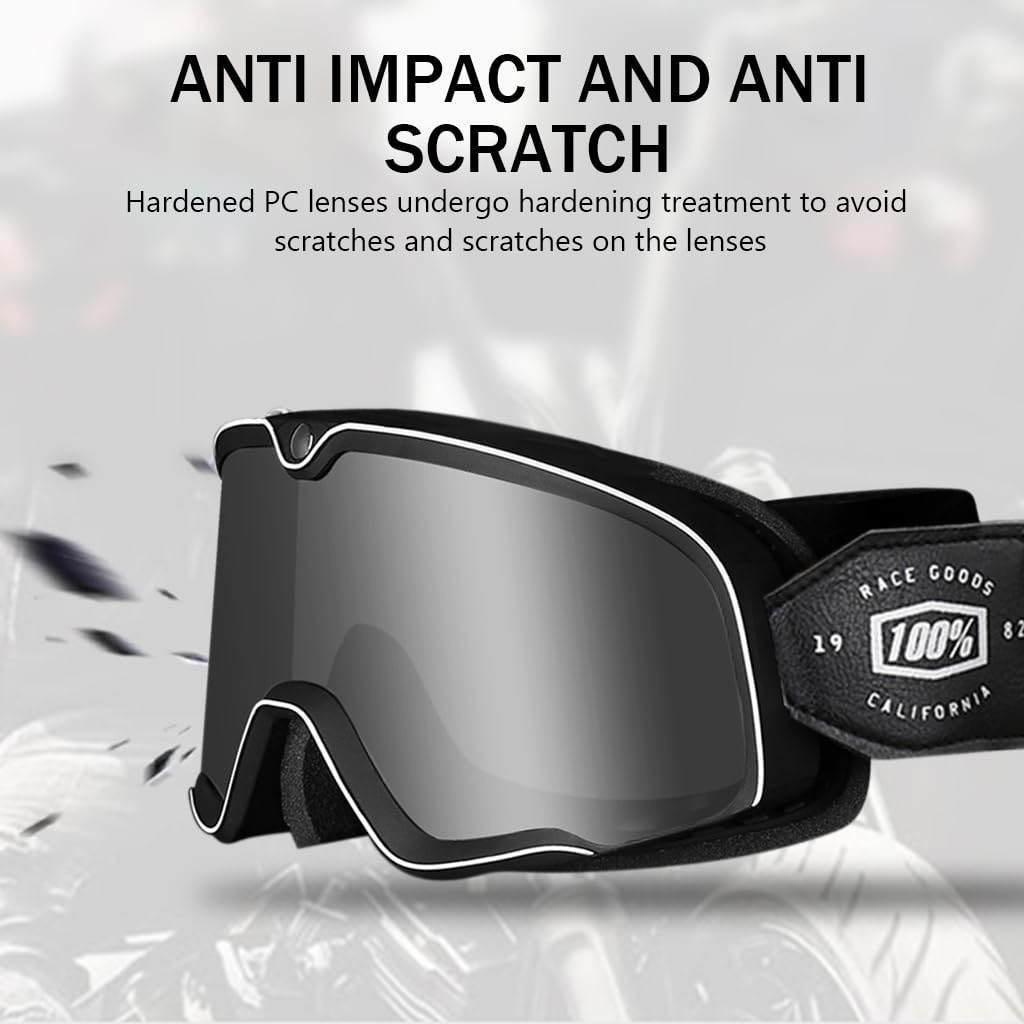 Proberos Motorcycle Goggles for Riding and Racing featuring UV400 Lenses and Adjustable Headband | 3PCS Grey Set