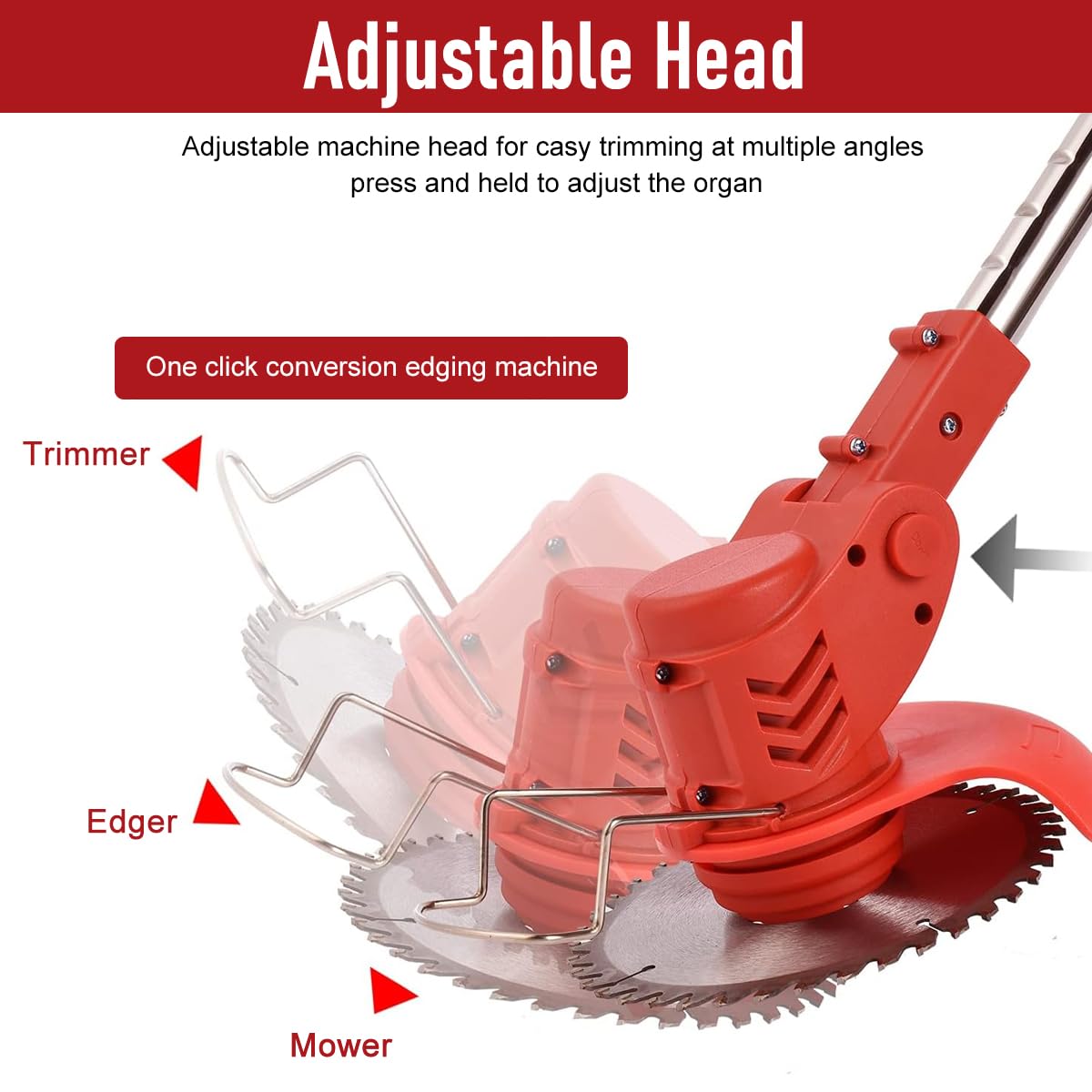 HASTHIP Garden Electric Weed Eater 24V Cordless Grass Cutter with Retractable Rod | Includes Blades and Safety Guard