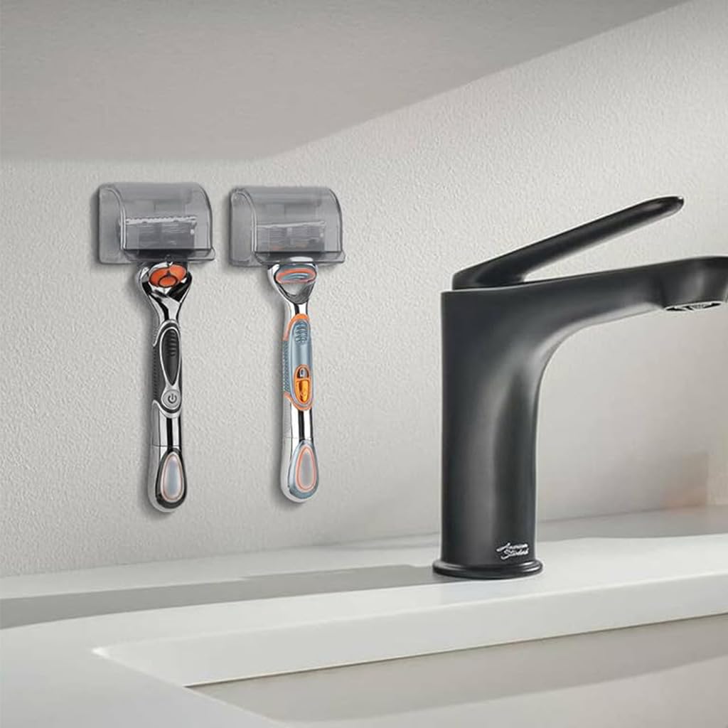 HASTHIP Razor Holders for Bathroom with Dustproof Flip Cover and Self Adhesive | 2 Pcs Grey