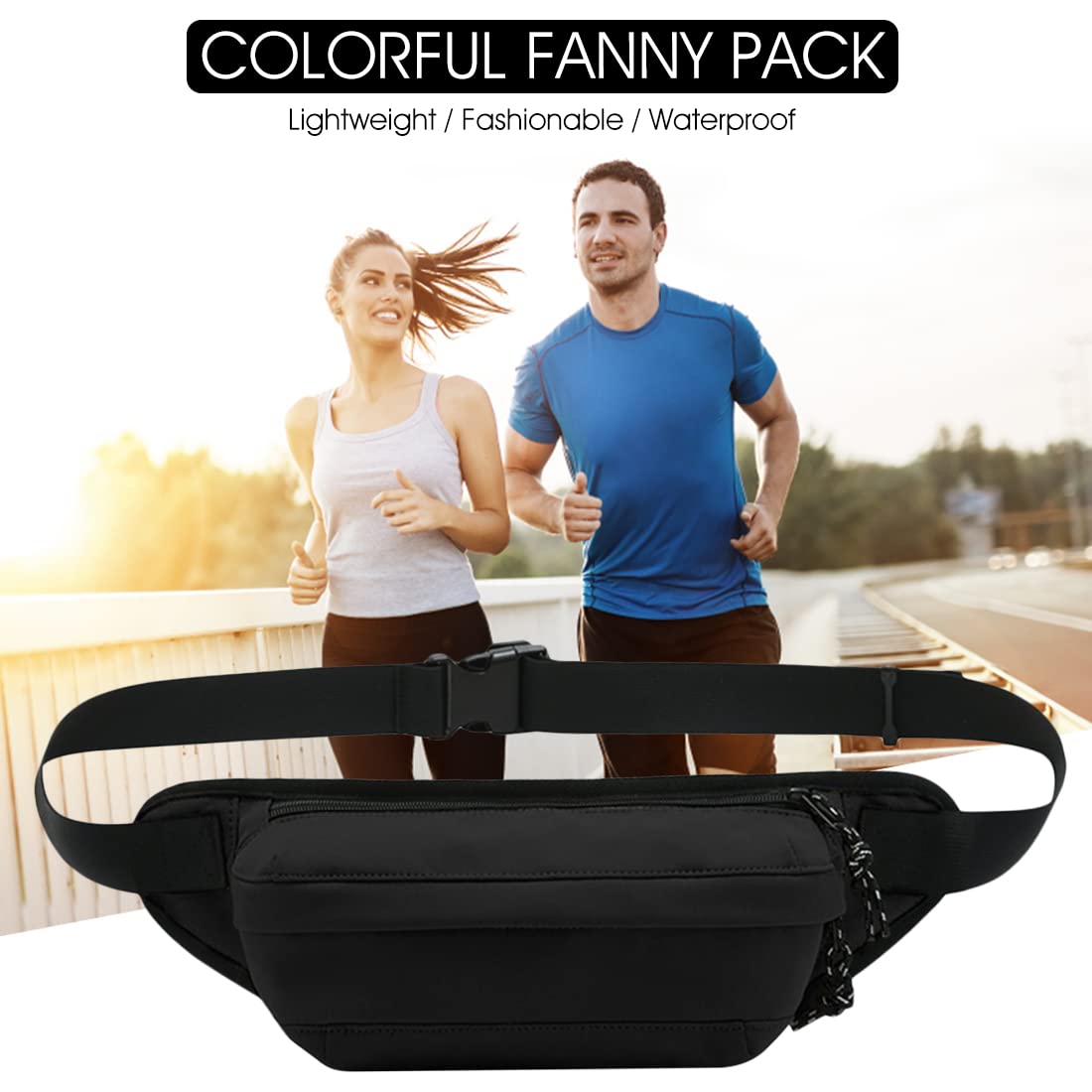 PALAY® Waist Bag Bumbags Travel Waist Pack Hiking Outdoor Fanny Packs Sport Holiday Large Pockets Waistpack for Men or Women (Black2)