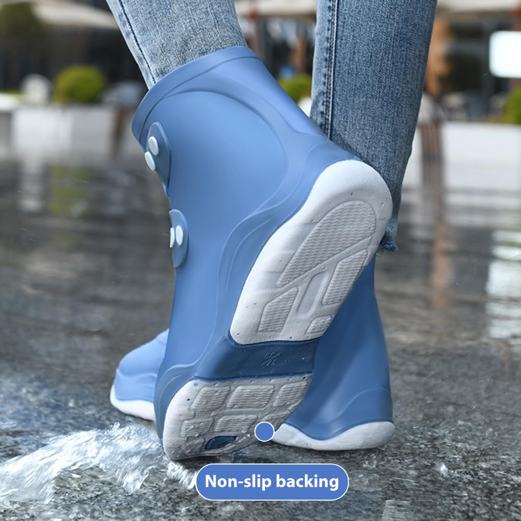 PALAY Waterproof Shoe Covers for Rainy Days with TPE Anti Slip Sole and Snap Closure | 3 PCS