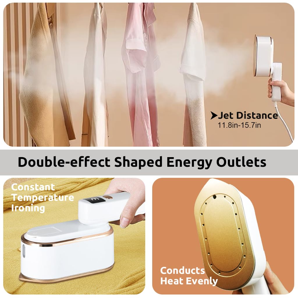 Supvox Handheld Garment Steamer for Clothes with 1200W Power and Integrated Hook | LCD 3-Level Travel Steamer