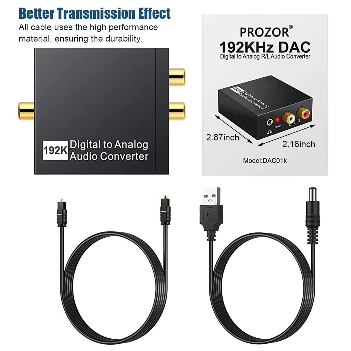 Verilux Digital to Analog Audio Converter 192KHz DAC with Toslink Optical and RCA Output | Ideal for PS3 PS4 Apple TV and Home Cinema