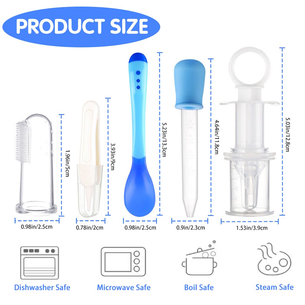 SNOWIE Baby Medicine Dispenser Kit for Liquid Medicine with 5 Pcs Syringe and Dropper Set | Blue