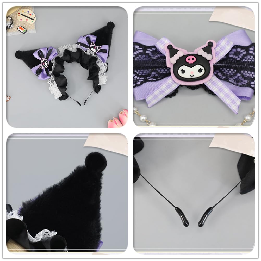 PATPAT Kuromi Headband for Girls featuring Kawaii Cat Ears and Bow | Cosplay Party Accessory
