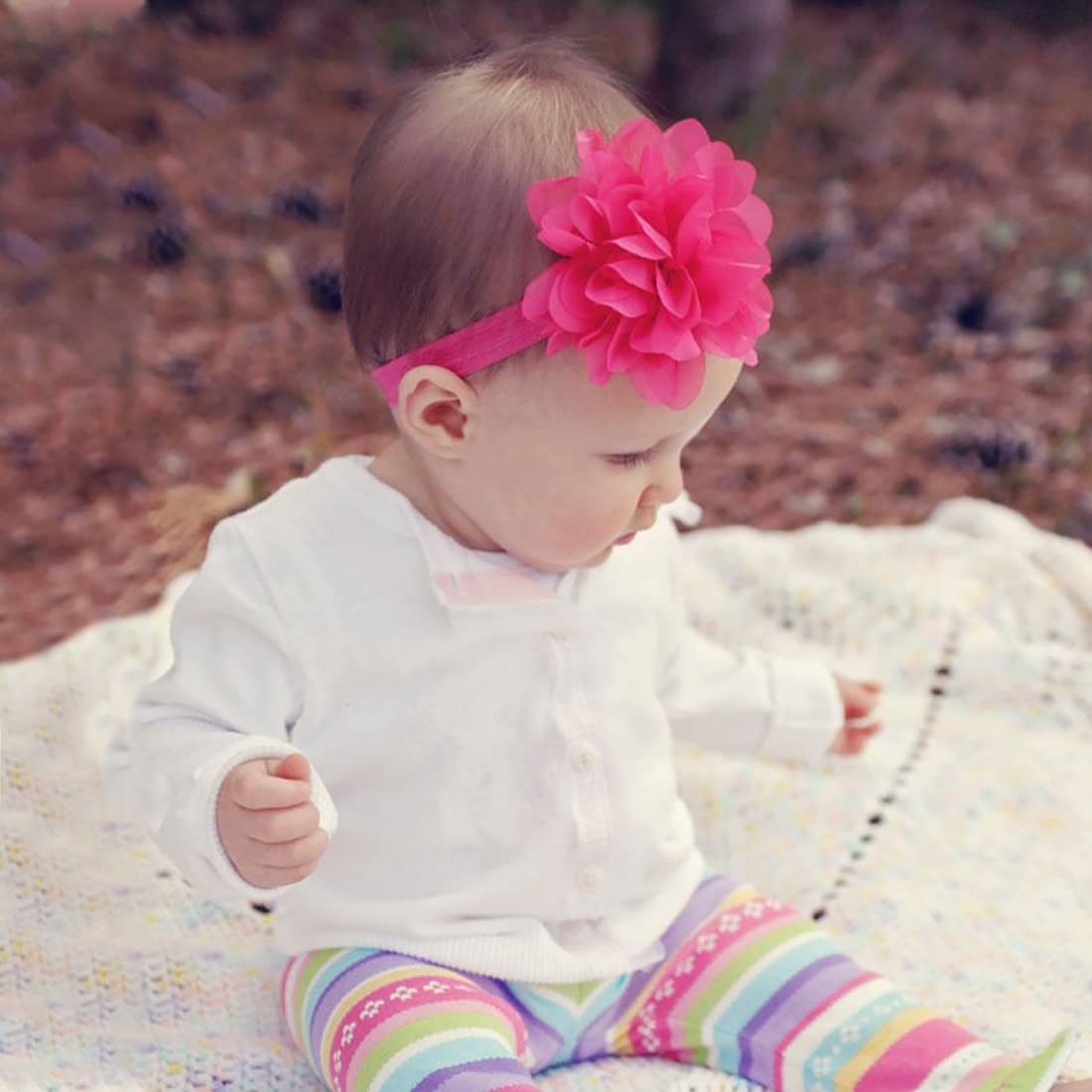 ZIBUYU Headbands for Baby Girls with Soft Nylon Elastic | 6‑Piece Floral Hair Accessories