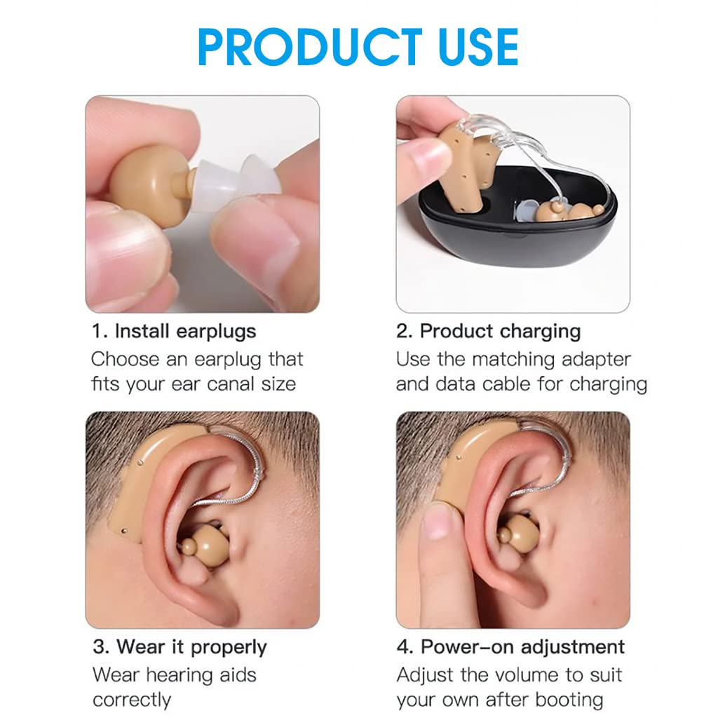 HANNEA® Hearing Aid Machine For Ear Old Age, Rechargeable Hearing Aid Machine For Ear With Portable Charging Box, Noise Cancelling Ear Machine For Hearing Old Age With Volume Control, Ear Sound Machine