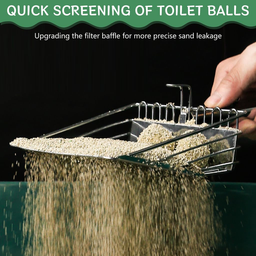 Qpets Cat Litter Scoop for Clumping Clay with Dual Size Gaps 0.3cm and 1cm | Full Metal