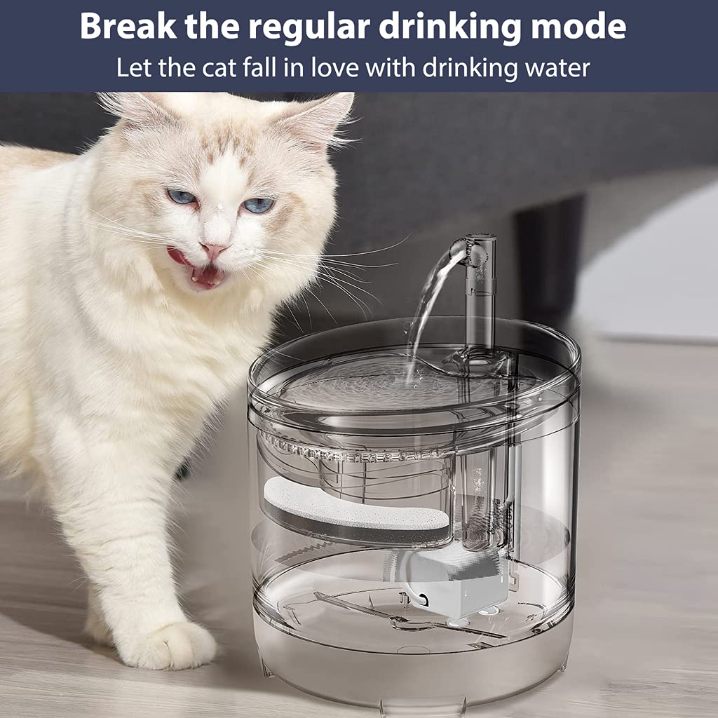 Qpets® Automatic Cycle Multiple Filtering Cat Water Fountain Dog Water Dispenser 1.8L Super Quiet Automatic Pet Drinking Fountain with Faucet Kits